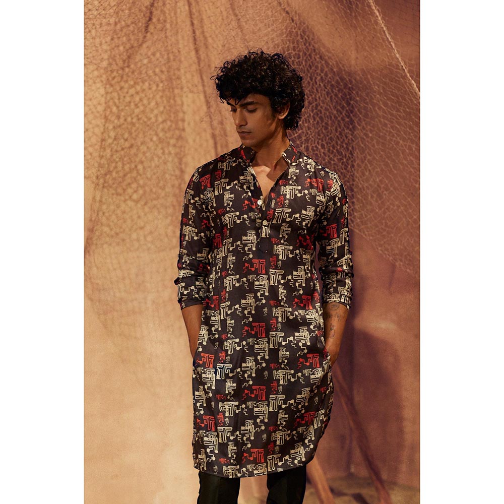 Eleven Brothers Black Night Silk Kurta