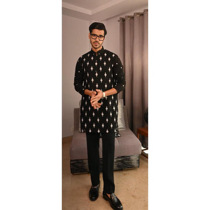 Eleven Brothers Black Twilight Embers Black Embroidery Kurta