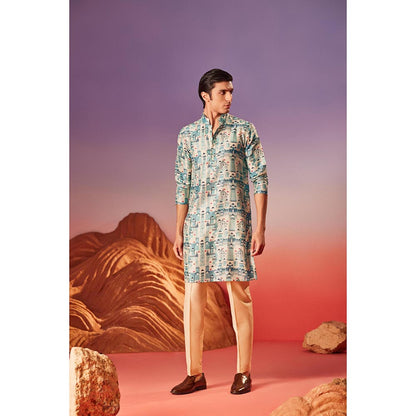 Eleven Brothers Blue House By The Sea Silk Kurta