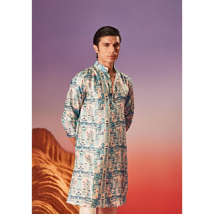 Eleven Brothers Blue House By The Sea Silk Kurta