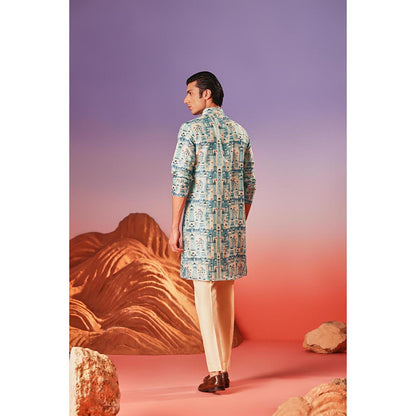 Eleven Brothers Blue House By The Sea Silk Kurta