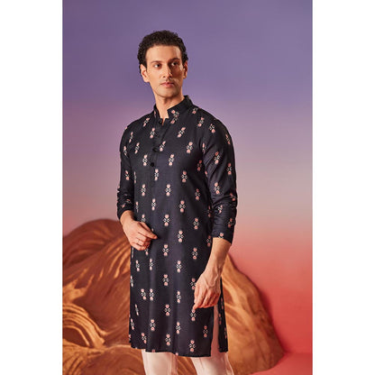 Eleven Brothers Black Midnight Blossom Silk Kurta