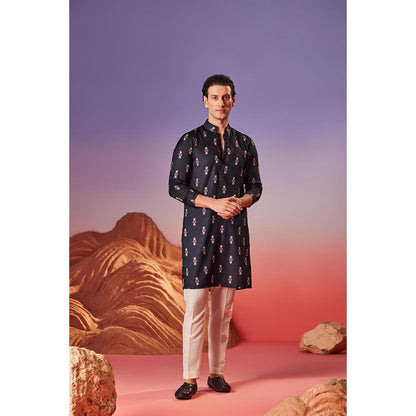 Eleven Brothers Black Midnight Blossom Silk Kurta
