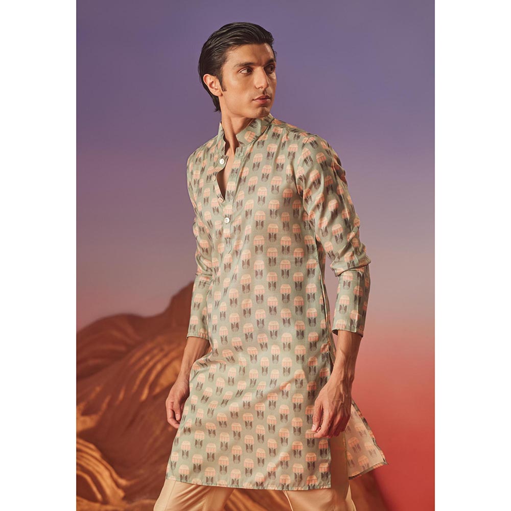 Eleven Brothers Green Blush Silk Kurta