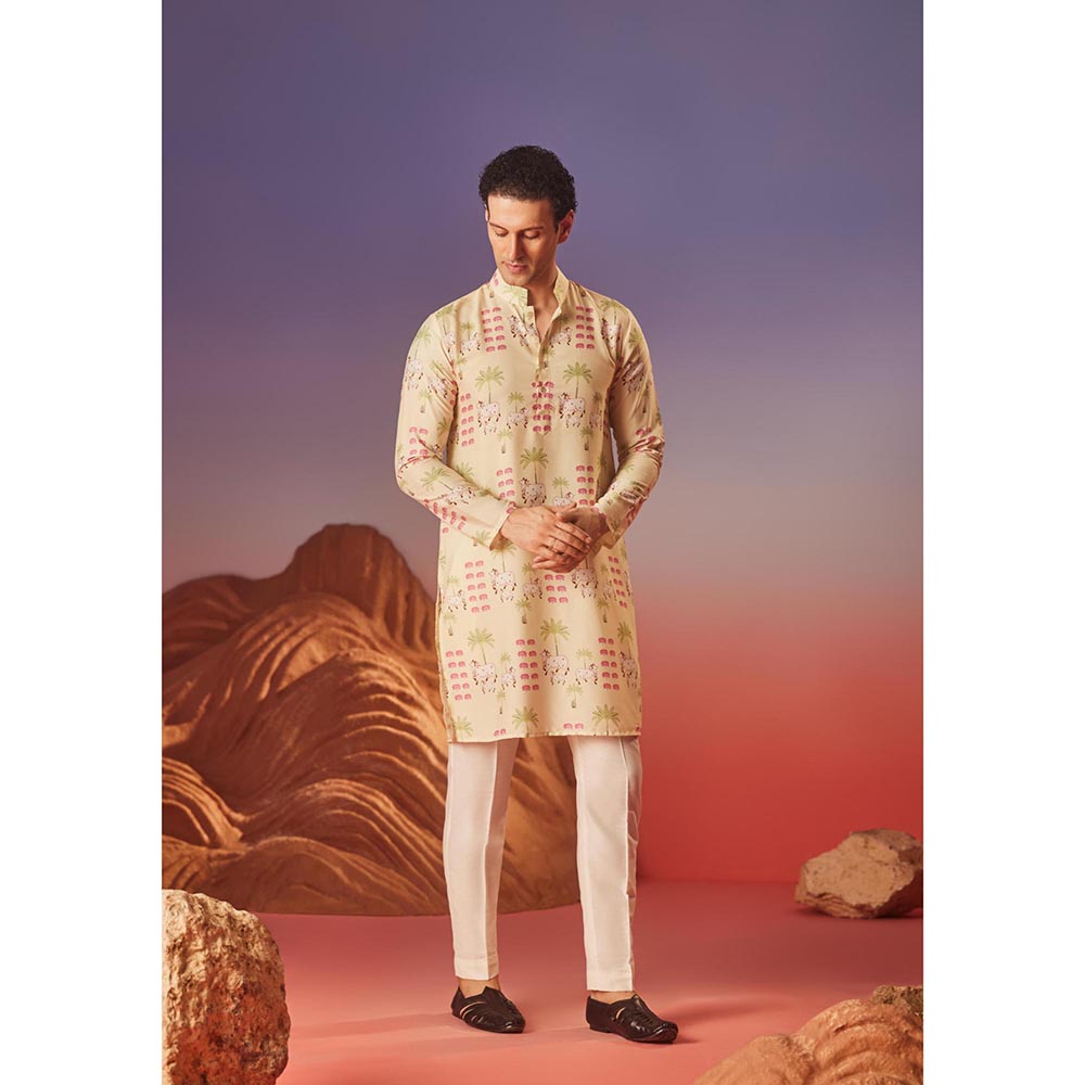 Eleven Brothers Yellow Pichwai Tales Silk Kurta