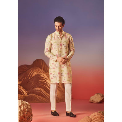 Eleven Brothers Yellow Pichwai Tales Silk Kurta