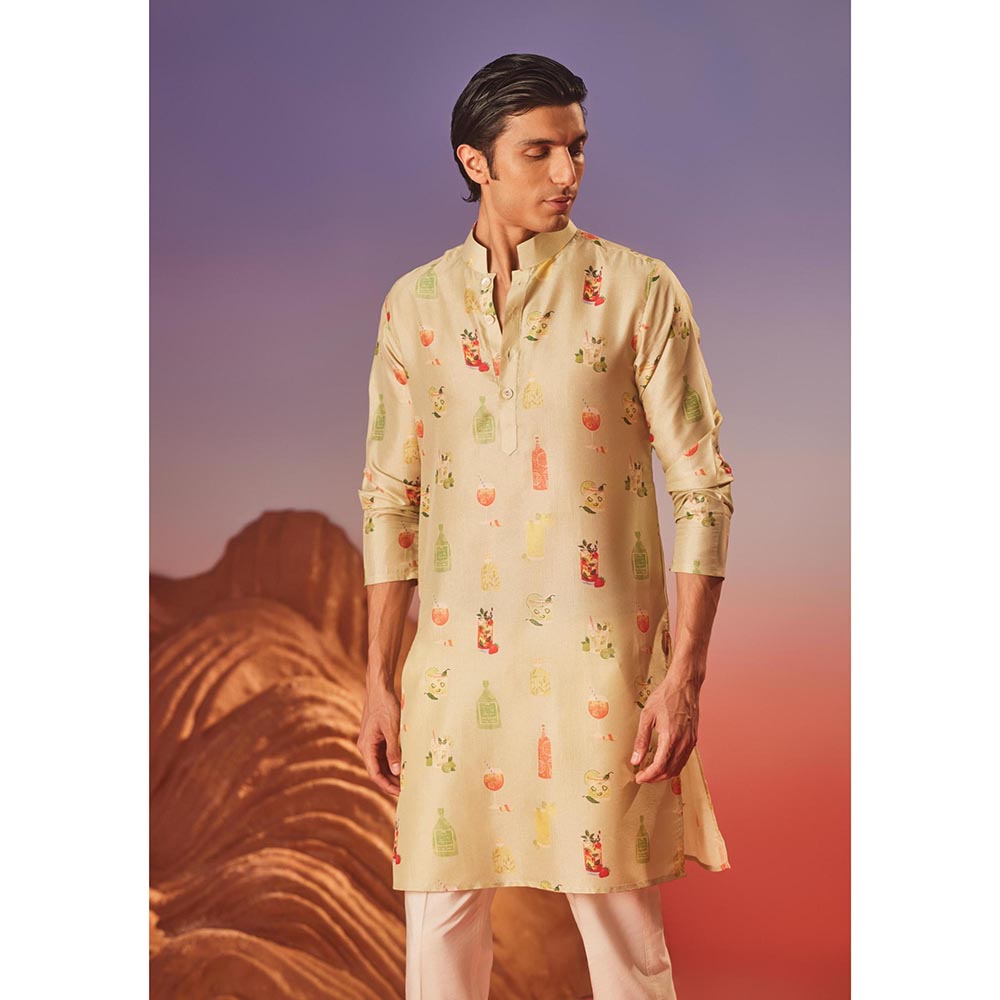 Eleven Brothers Beige Cocktail Hour Silk Kurta