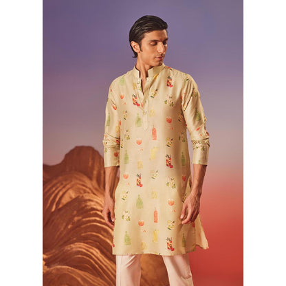 Eleven Brothers Beige Cocktail Hour Silk Kurta
