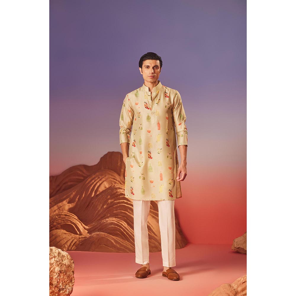 Eleven Brothers Beige Cocktail Hour Silk Kurta