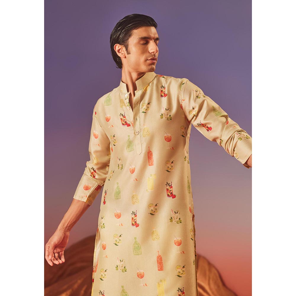 Eleven Brothers Beige Cocktail Hour Silk Kurta