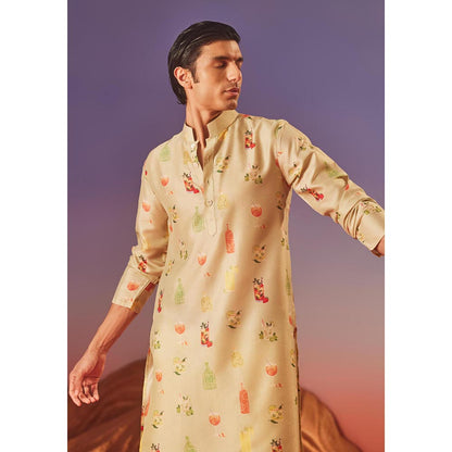 Eleven Brothers Beige Cocktail Hour Silk Kurta