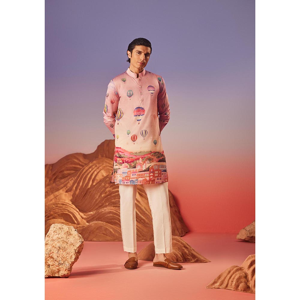 Eleven Brothers Pink Skyline Serenity Silk Kurta