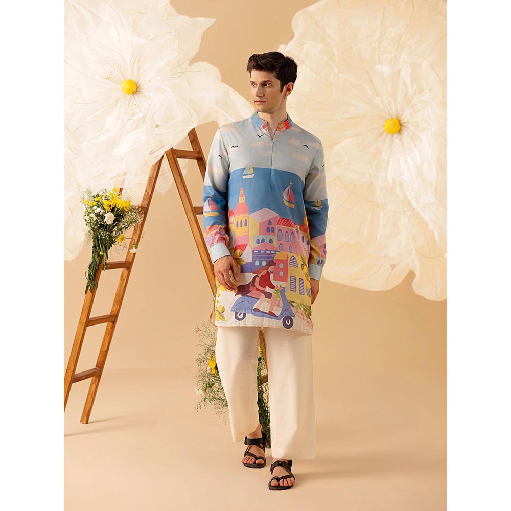 Eleven Brothers Multi-coloured Coastal Ride Silk Kurta