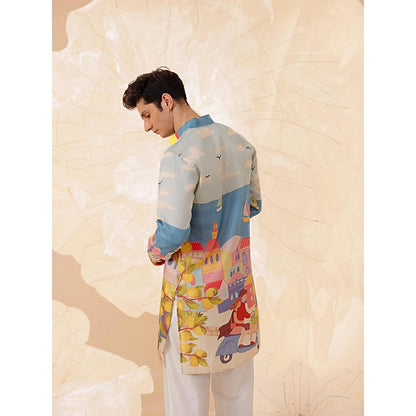 Eleven Brothers Multi-coloured Coastal Ride Silk Kurta