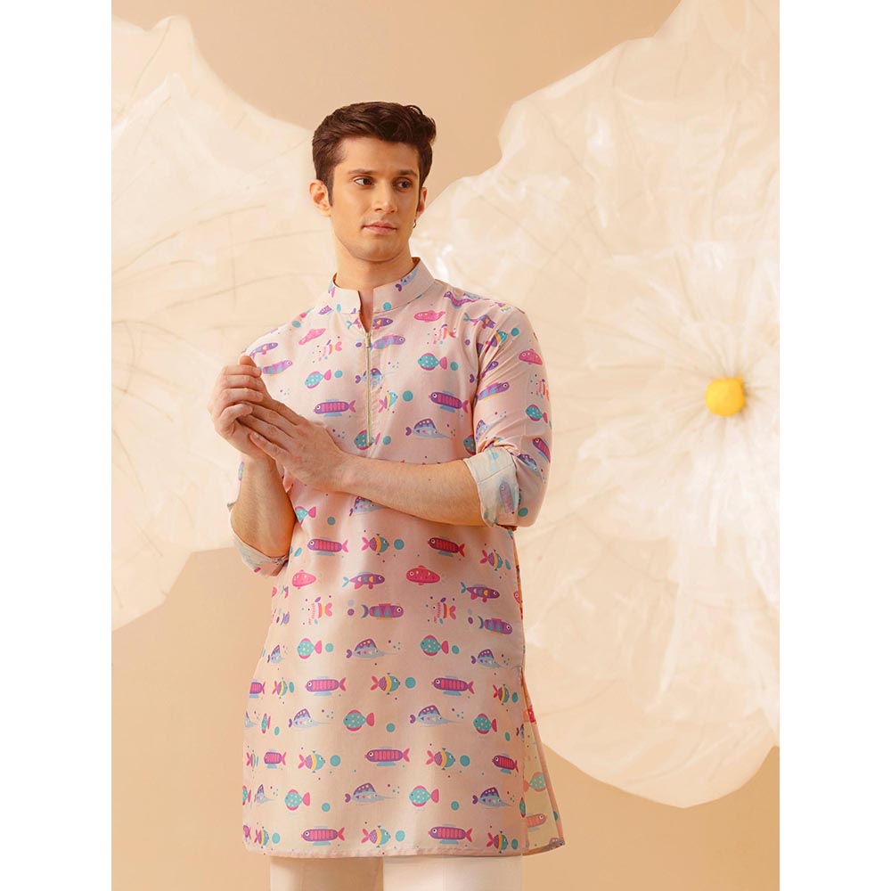 Eleven Brothers Pink Ocean Bloom Silk Kurta
