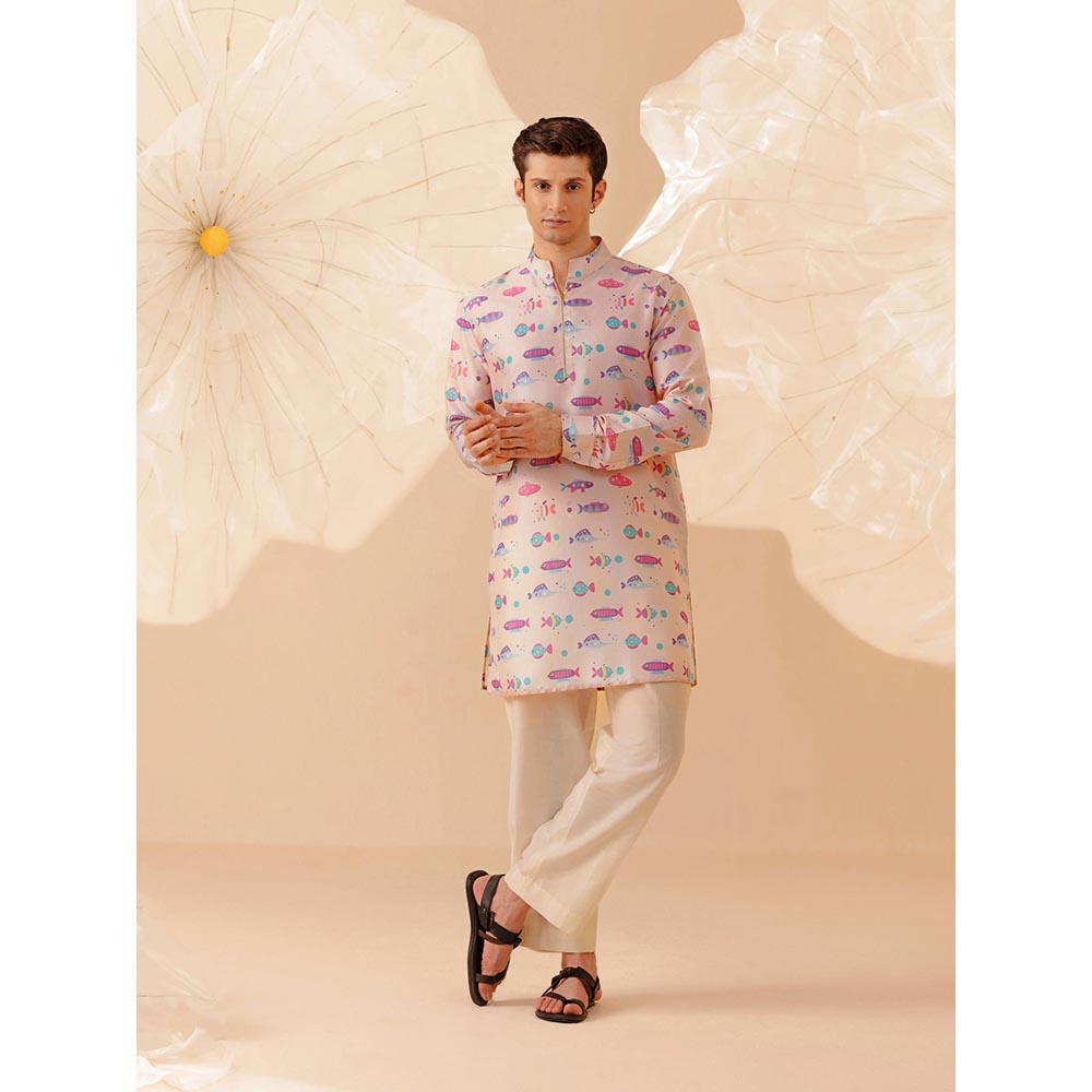 Eleven Brothers Pink Ocean Bloom Silk Kurta