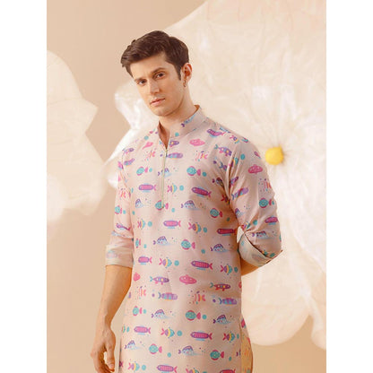 Eleven Brothers Pink Ocean Bloom Silk Kurta