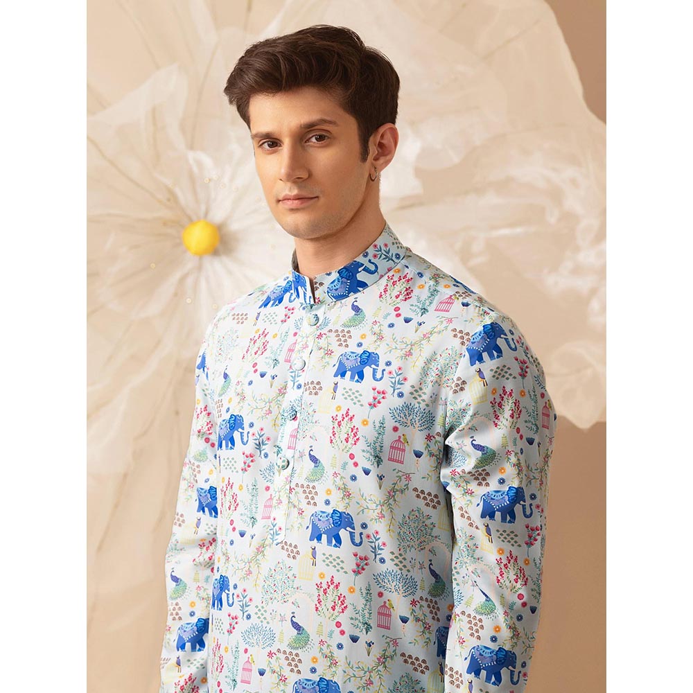 Eleven Brothers Blue Mughal Muse Silk Kurta