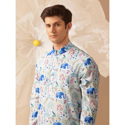 Eleven Brothers Blue Mughal Muse Silk Kurta