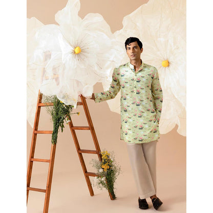 Eleven Brothers Green Pond Of Dreams Silk Kurta