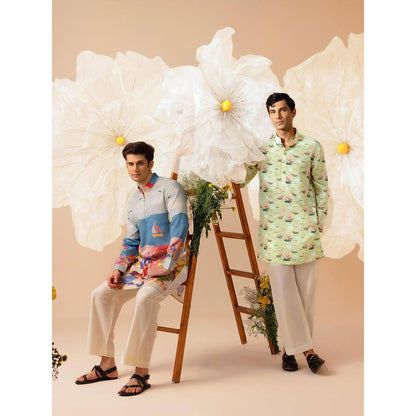 Eleven Brothers Green Pond Of Dreams Silk Kurta