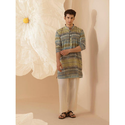 Eleven Brothers Green Earthen Hues Silk Kurta