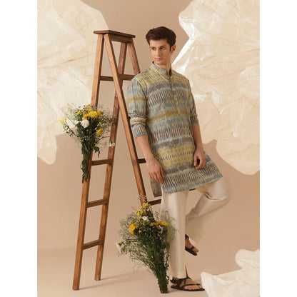 Eleven Brothers Green Earthen Hues Silk Kurta