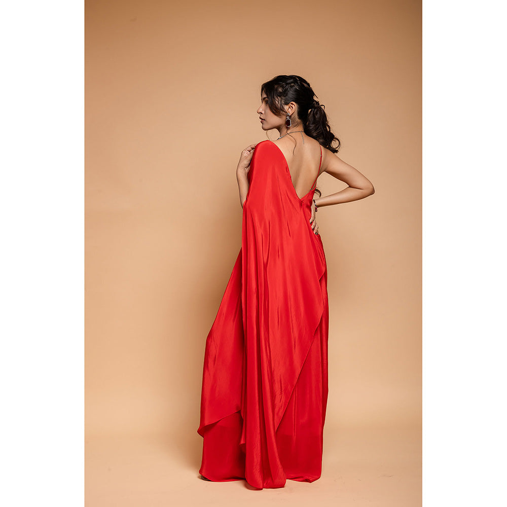 Ellemora Scarlet Red Drape Attached Dress
