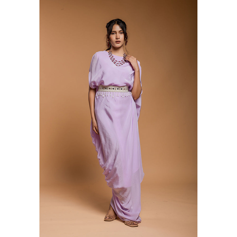 Ellemora Pale Lavender Drape Dress with Belt (Set of 2)