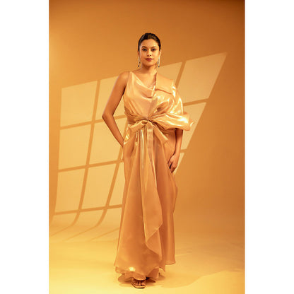 Ellemora Shimmer Beige Maxi Dress