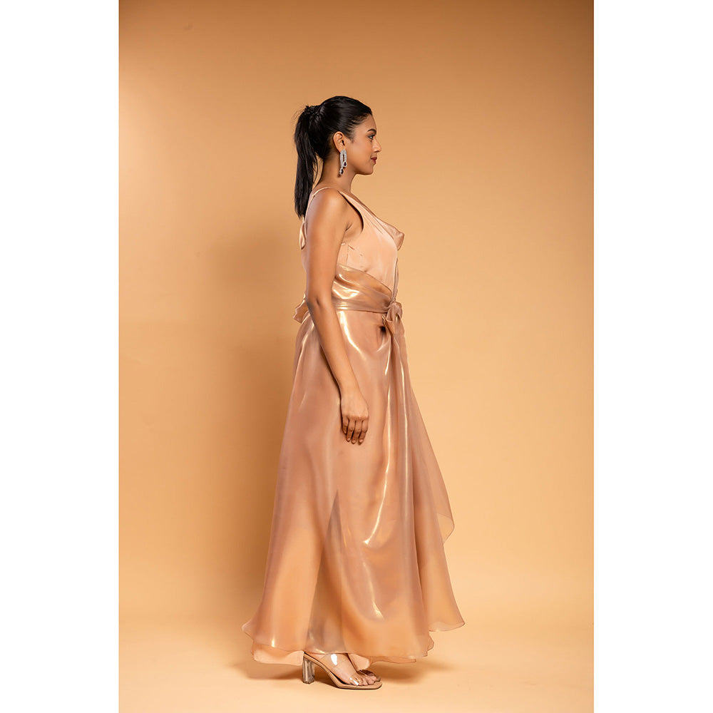 Ellemora Shimmer Beige Maxi Dress
