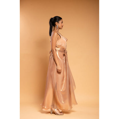 Ellemora Shimmer Beige Maxi Dress