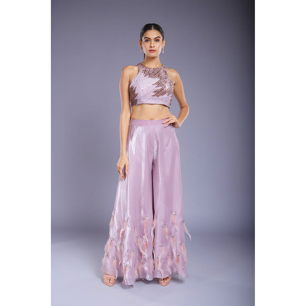 Ellemora Purple Palazzo with Crop Top (Set of 2)