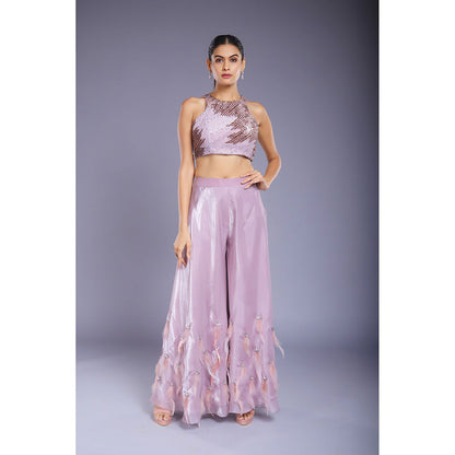 Ellemora Purple Palazzo with Crop Top (Set of 2)