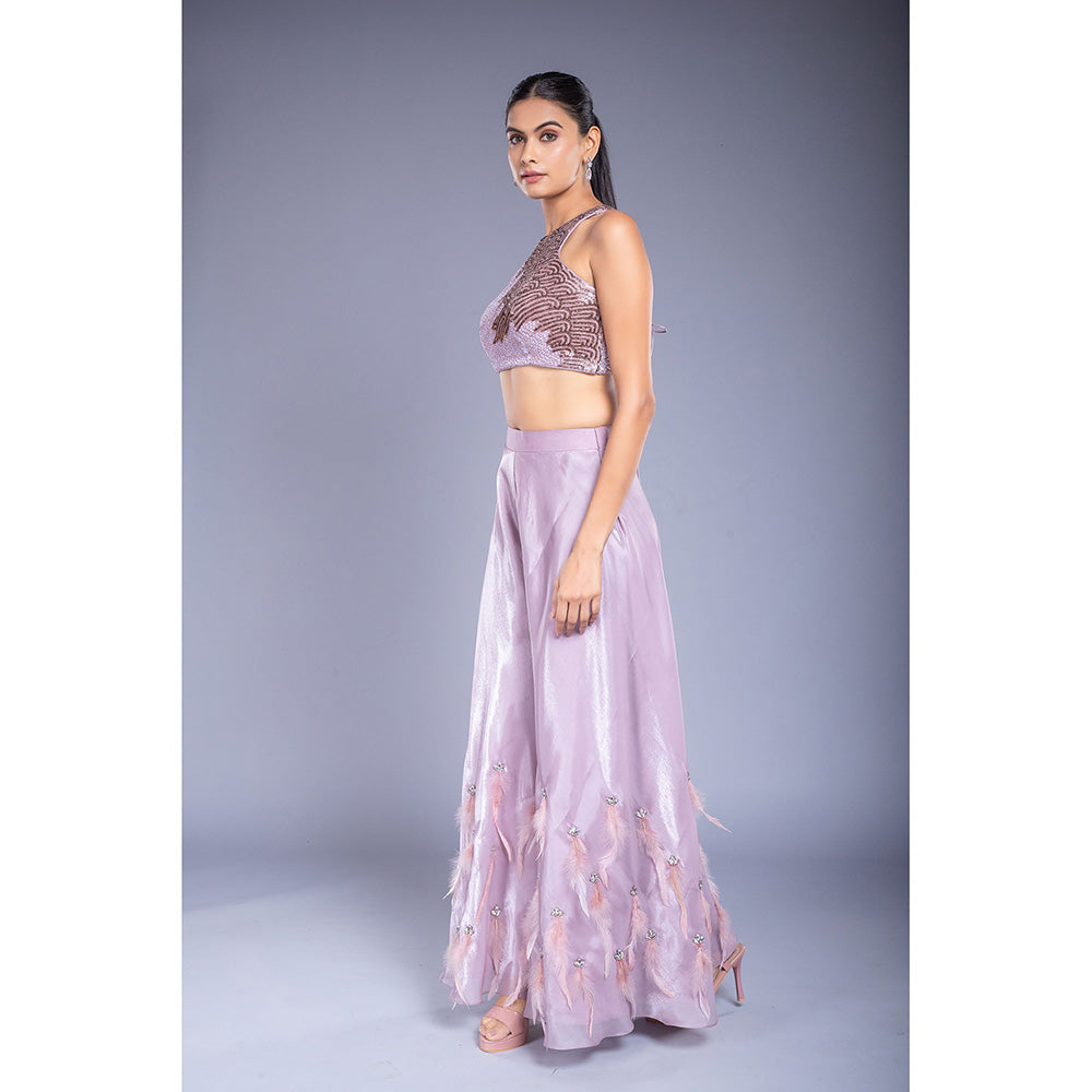 Ellemora Purple Palazzo with Crop Top (Set of 2)