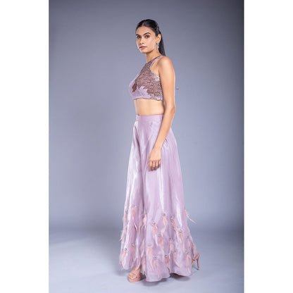 Ellemora Purple Palazzo with Crop Top (Set of 2)