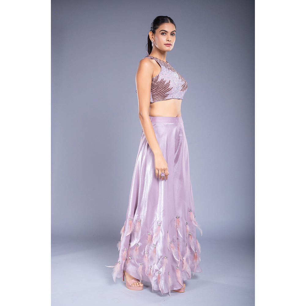 Ellemora Purple Palazzo with Crop Top (Set of 2)