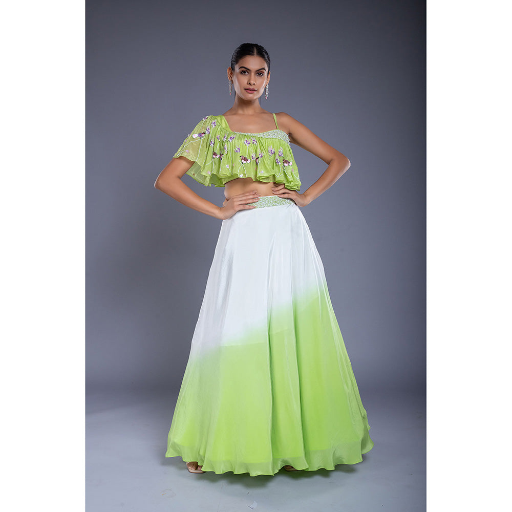 Ellemora Green Lehenga with Blouse (Set of 2)