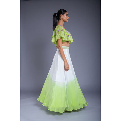 Ellemora Green Lehenga with Blouse (Set of 2)