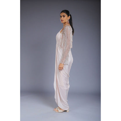 Ellemora White Drape Dress with Jacket (Set of 2)