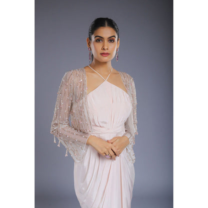 Ellemora White Drape Dress with Jacket (Set of 2)