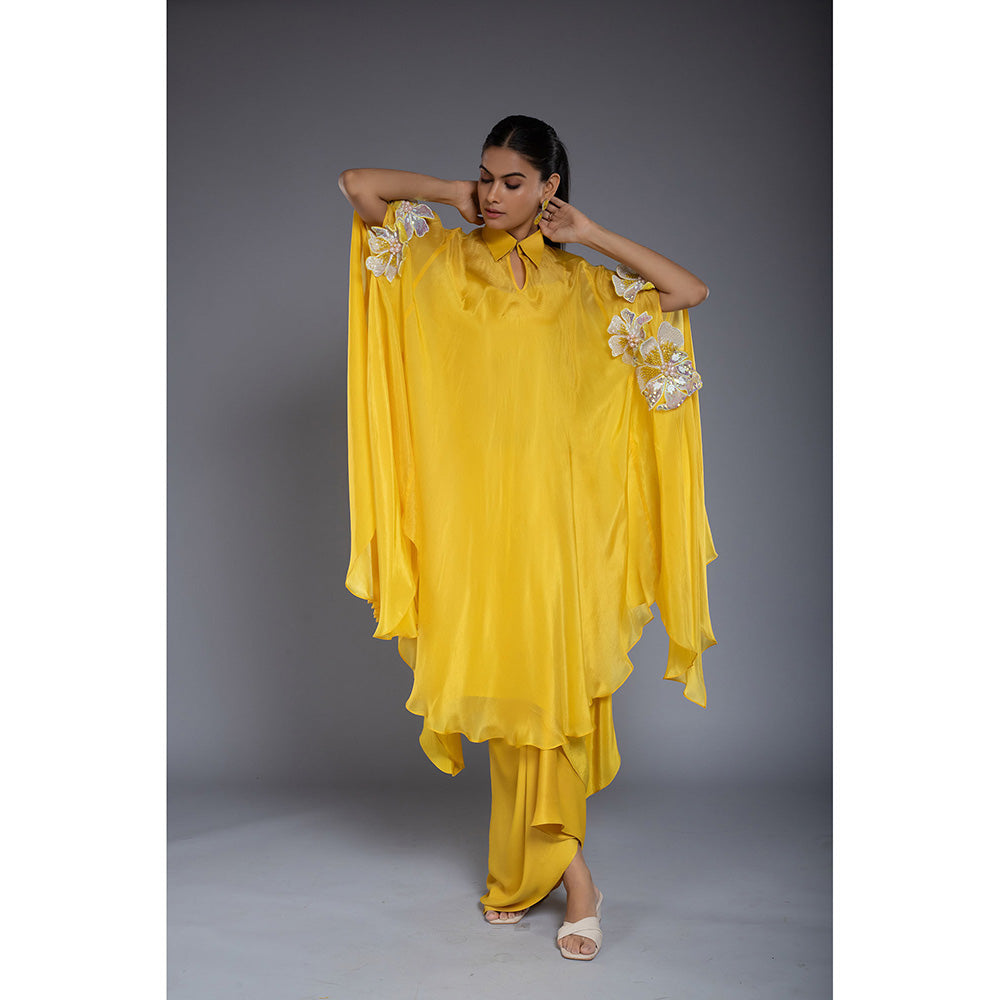 Ellemora Yellow Drape Skirt with Inner and Kaftan (Set of 3)