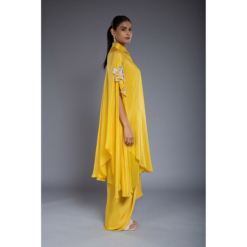 Ellemora Yellow Drape Skirt with Inner and Kaftan (Set of 3)