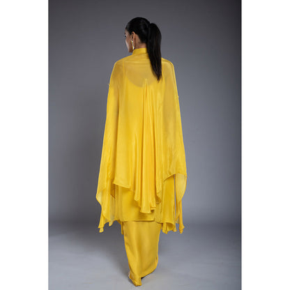 Ellemora Yellow Drape Skirt with Inner and Kaftan (Set of 3)