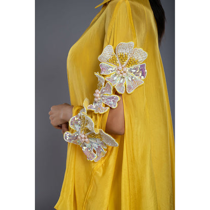 Ellemora Yellow Drape Skirt with Inner and Kaftan (Set of 3)