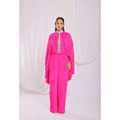 Ellemora Pink Tassel Tie Cape Jumpsuit