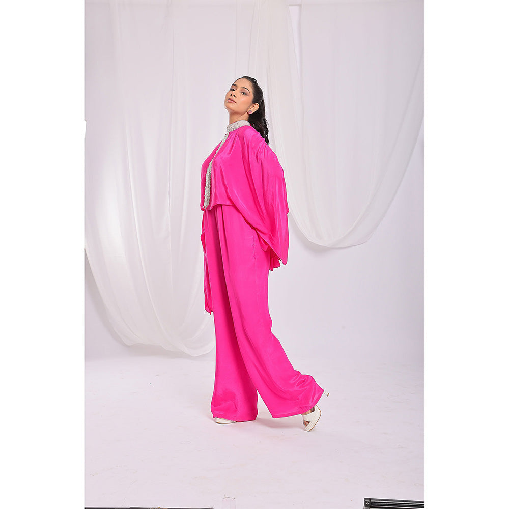 Ellemora Pink Tassel Tie Cape Jumpsuit