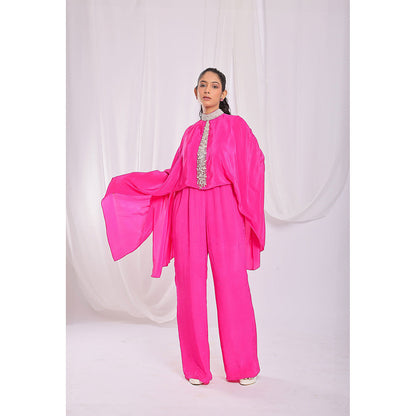 Ellemora Pink Tassel Tie Cape Jumpsuit