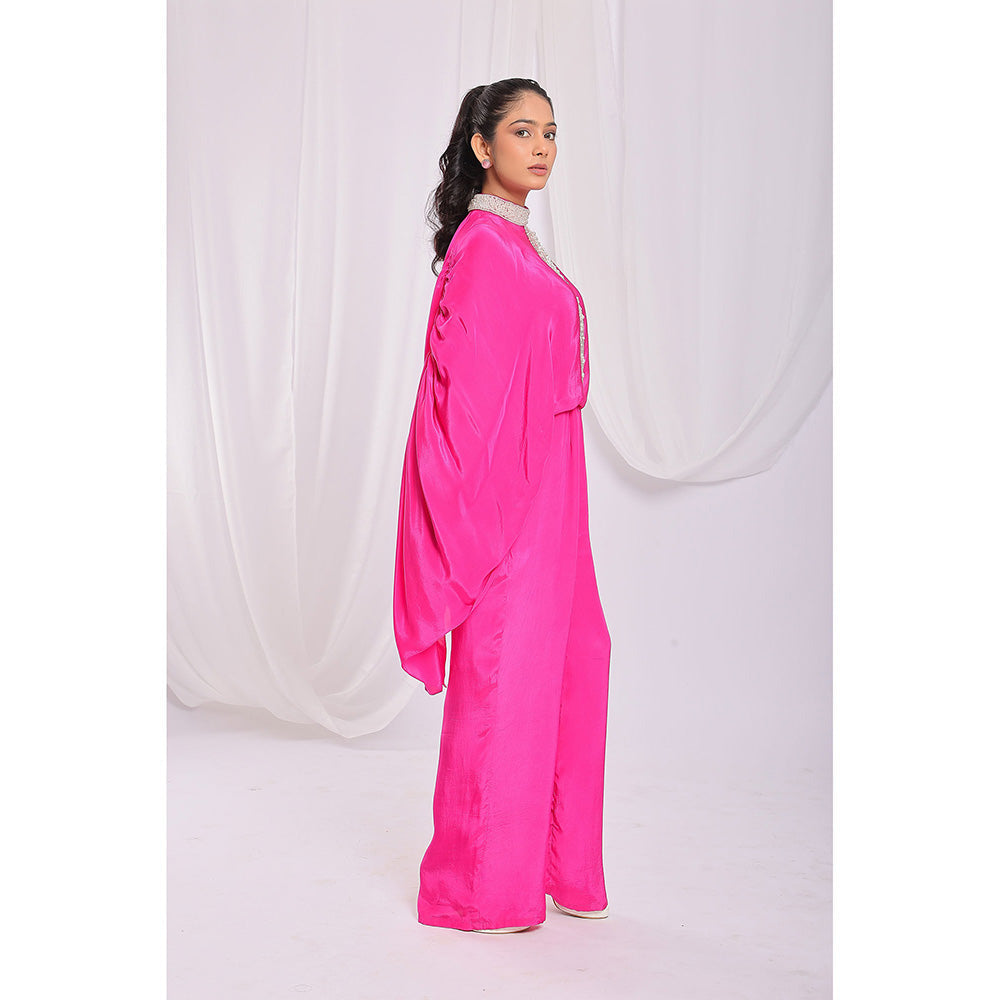 Ellemora Pink Tassel Tie Cape Jumpsuit