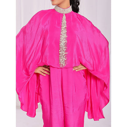 Ellemora Pink Tassel Tie Cape Jumpsuit